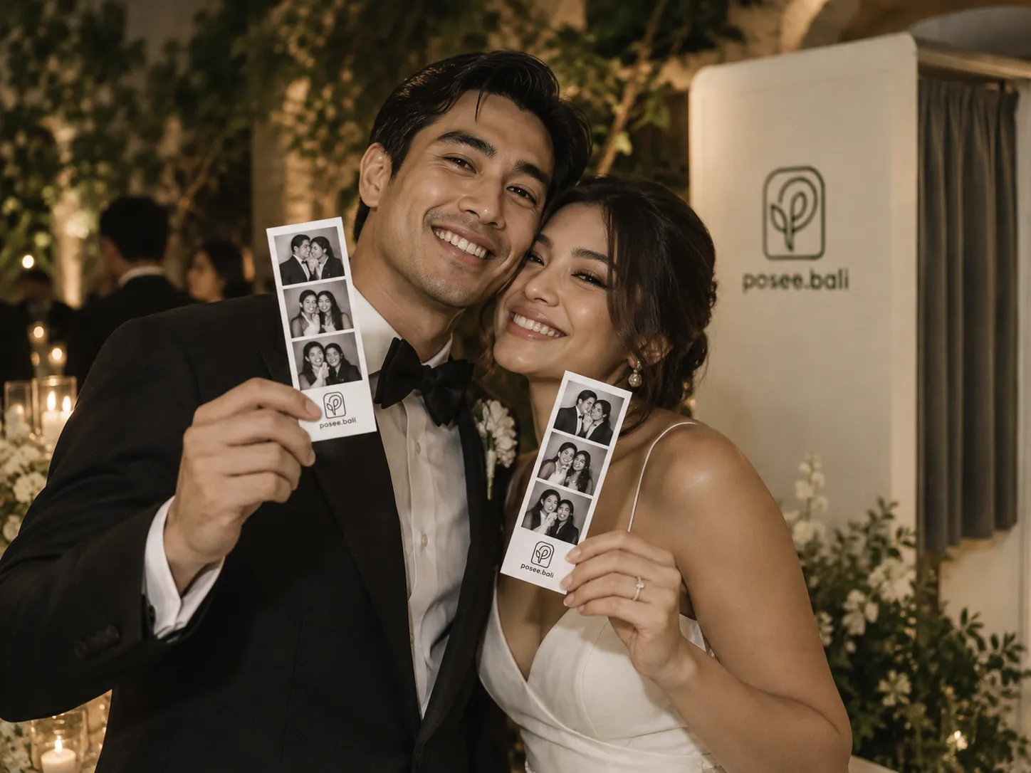 Couple enjoying the photobooth